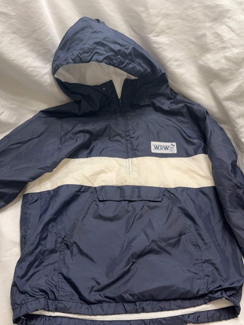 Vintage Walt Disney World Windbreaker Mickey Pullover Jacket Navy White Sz S